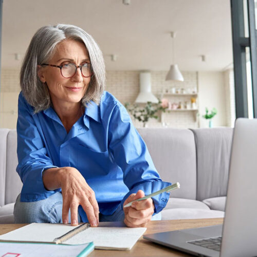 Woman Researching on the Computer