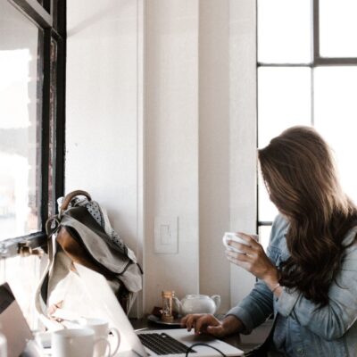 Woman reading the news